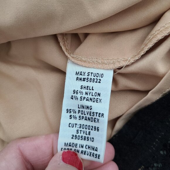 Max Studio Lace Sheath Dress Black Nude Lined Women's Size XS - Picture 13 of 15